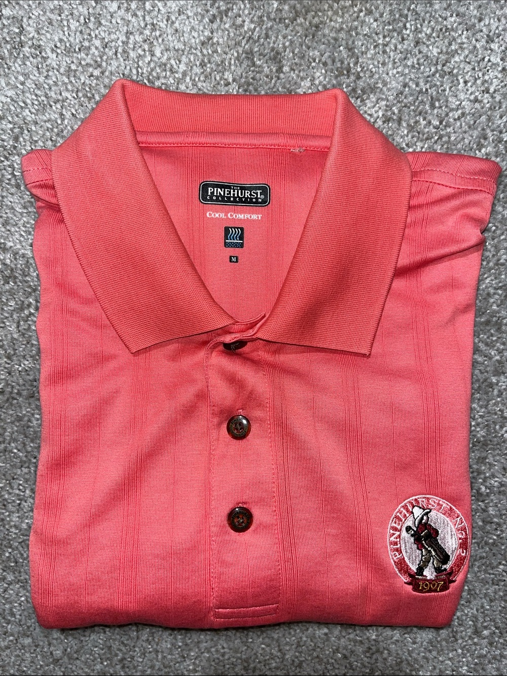Pinehurst Pro Shop Men’s No.2 Pink Stripe Oversize Polo Golf Shirt-M/L